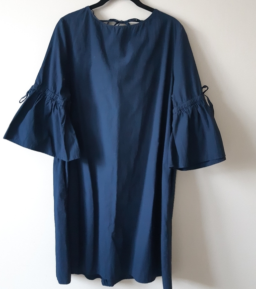 Zara Dresses & Skirts - New Zara Bell Sleeve Dress Navy
